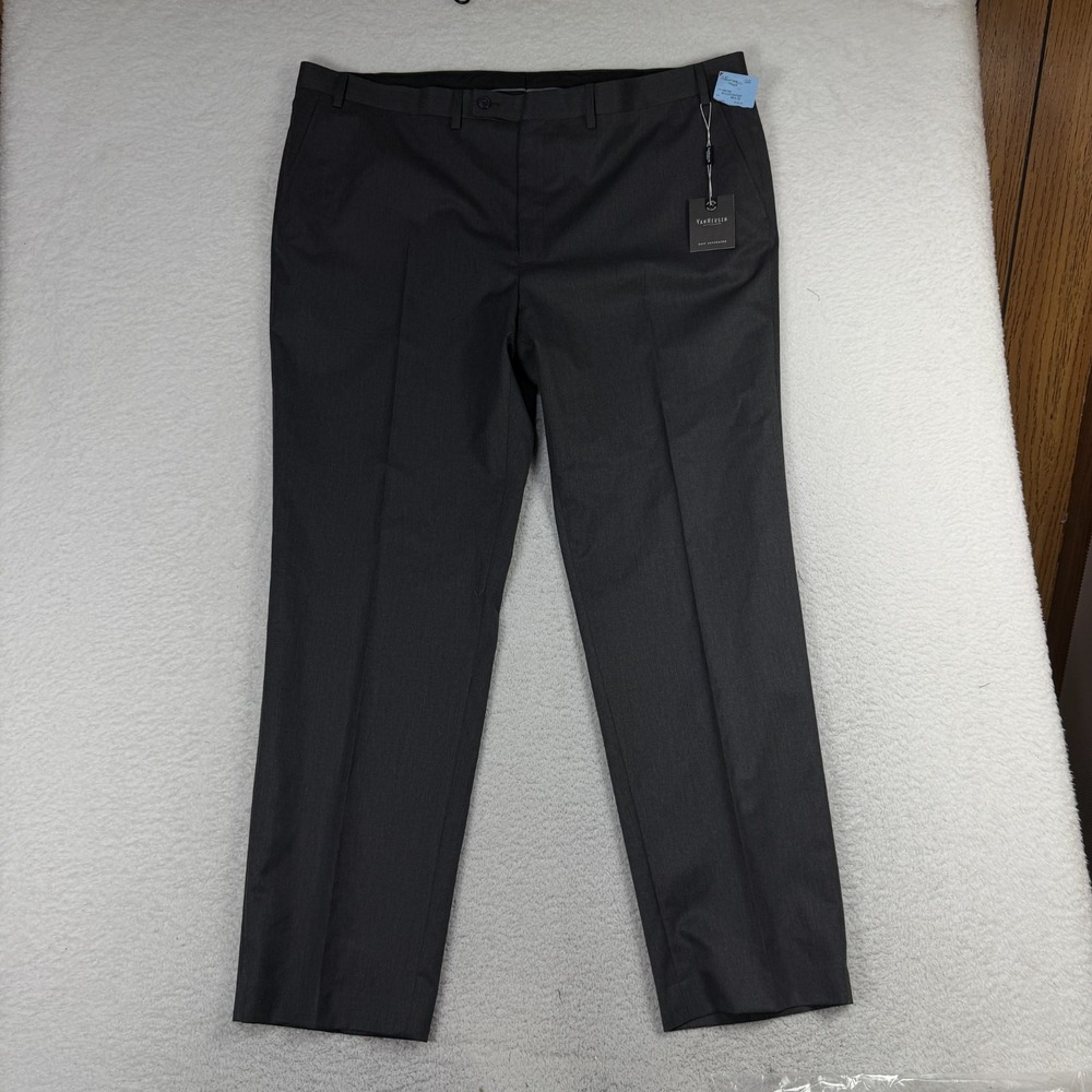 Van Heusen Pants Mens 44x32 Gray Pleat Straight Leg Classic Suit Bottom NWT $120